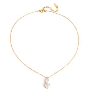 Colliers Pendentifs Pour Femmes En Acier Inoxydable, Couleur Or, Ornés De Zircon En Forme De Goutte Et De Cœur, Aux Détails Raffinés h5
