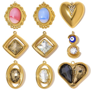 Pendentifs Pour Femmes En Acier Titane, Cristal Doré, Géométrie Simple h5 Image6