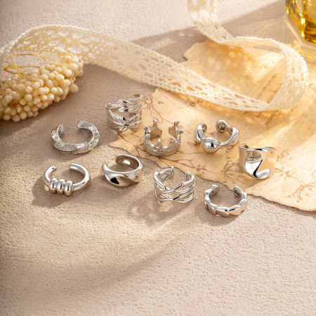 Manchette d'oreilles pour femme, couleur cuivre doré, ornée d'une couronne 2