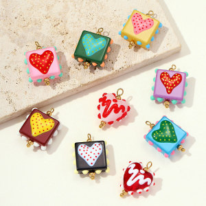 Pendentifs Luxueux En Verre Carré En Forme De Cœur, Couleur Or, Pour Femmes h5 Image4
