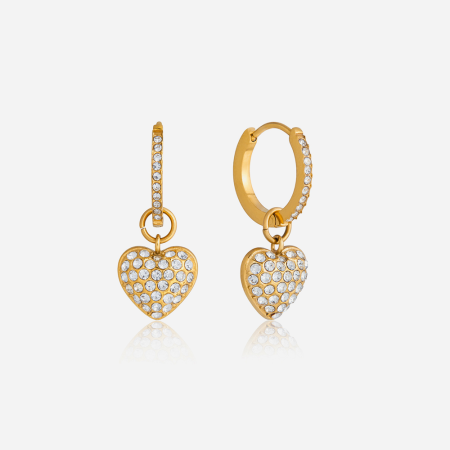 Boucles d'oreilles pendantes Sleek Heart pour femmes, en acier inoxydable étanche, couleur or