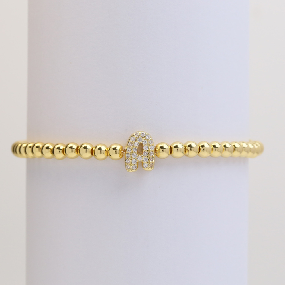 Bracelets À Breloques Élégants En Cuivre Pour Femmes, Ornés De Perles À Lettres. 