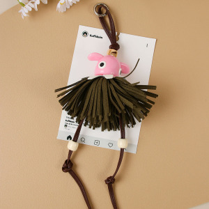 Porte-Clés De Sac Pour Femme En Pu À Pompon Rétro De Dessin Animé De Luxe h5 