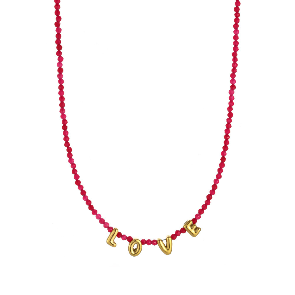 Colliers De Perles Scintillantes Love En Acier Titane Couleur Or Pour Femmes