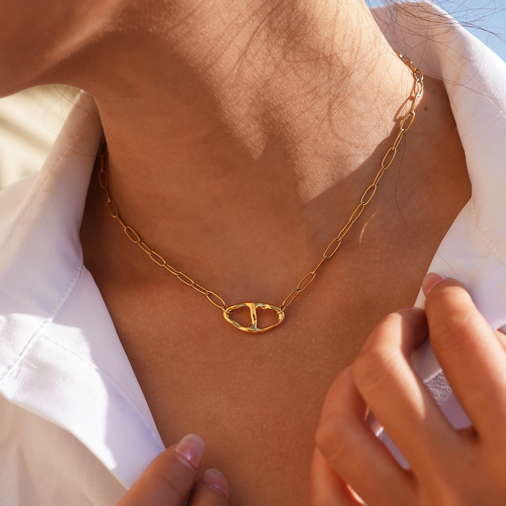 Ensembles De Colliers Pour Femmes Simple Series Daily Irregular Shape En Acier Inoxydable Étanche Couleur Or h5Image6