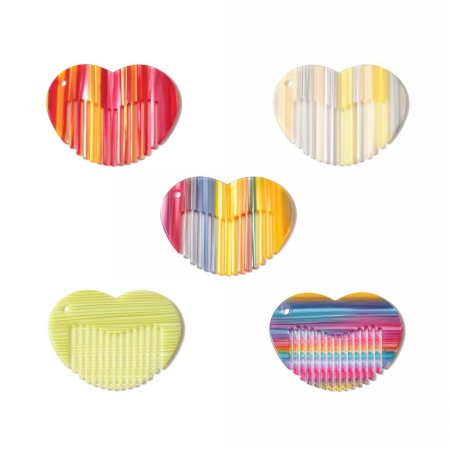 Peignes pour femmes en acétate de couleur multicolore en forme de cœur