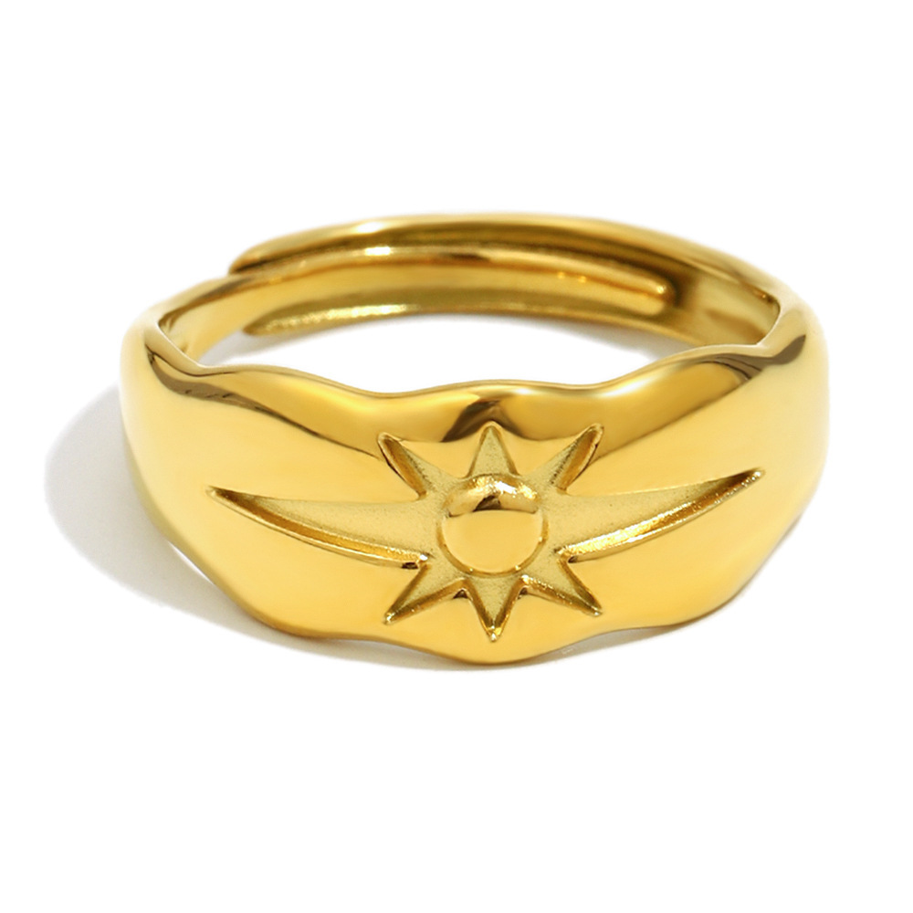 Bague Minimaliste En Acier Inoxydable Doré, Motif Étoile, Étanche Image2
