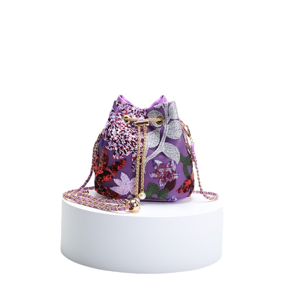 Sacs Bandoulière Femme Élégants Et Romantiques À Motifs Floraux Et Perles De Sequins (Les Motifs Floraux Sont Découpés Aléatoirement) Image5
