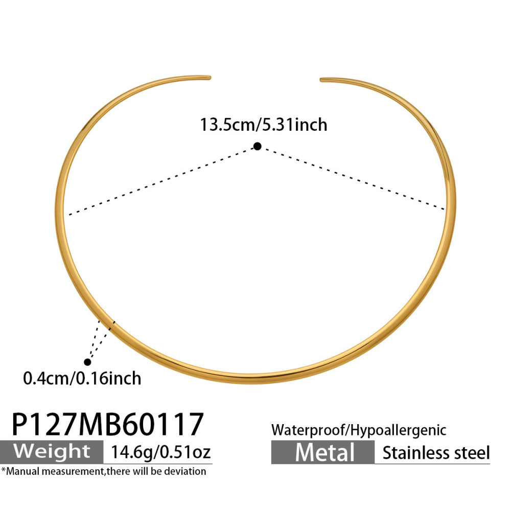 Collier Ras-De-Cou Minimaliste Incurvé En Acier Inoxydable Doré, Imperméable Et Anti-Ternissement Pour Femme 