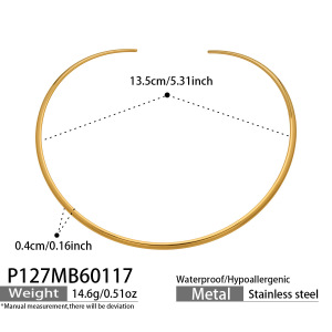 Collier Ras-De-Cou Minimaliste Incurvé En Acier Inoxydable Doré, Imperméable Et Anti-Ternissement Pour Femme h5 