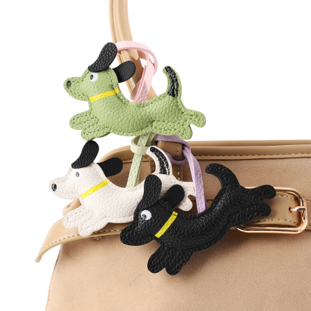 Porte-clés pour sac femme en PU avec motif chiot mignon 2