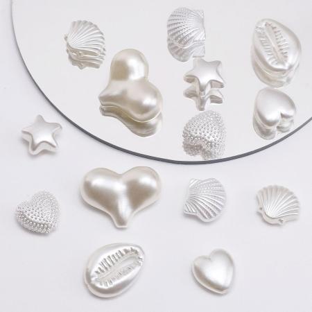 Perles de bijou en ABS élégantes en forme de cœur et de coquillage, collection classique 2