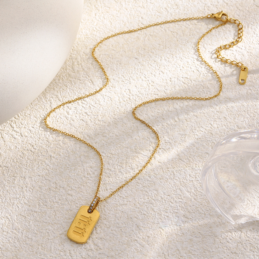 Collier Pendentif Simple En Acier Inoxydable Étanche Couleur Or Image3