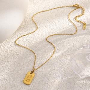 Collier Pendentif Simple En Acier Inoxydable Étanche Couleur Or h5 Image3