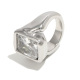 Bague carrée en acier sertie d'un diamant finement sculpté/Numéro 7 Image5