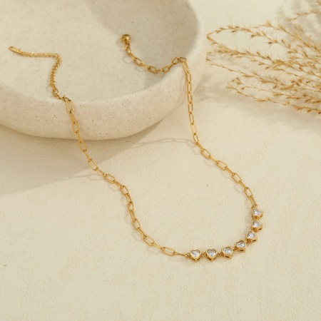 Ensembles de bijoux pour femmes, série romantique, élégante chaîne en acier inoxydable étanche couleur or 2