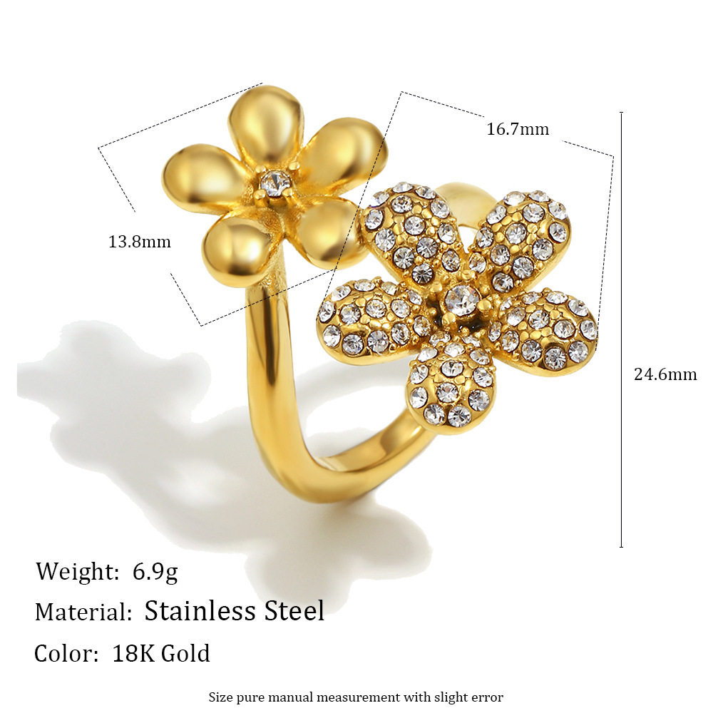 Bague Tendance En Acier Inoxydable Étanche En Forme De Fleur Image4