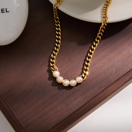 Colliers à maillons pour femmes Daily Bold Chain en acier inoxydable, imperméables et anti-ternissement, couleur or 2