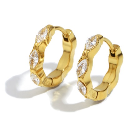 Boucles d'oreilles créoles en acier inoxydable étanches avec zircon 2