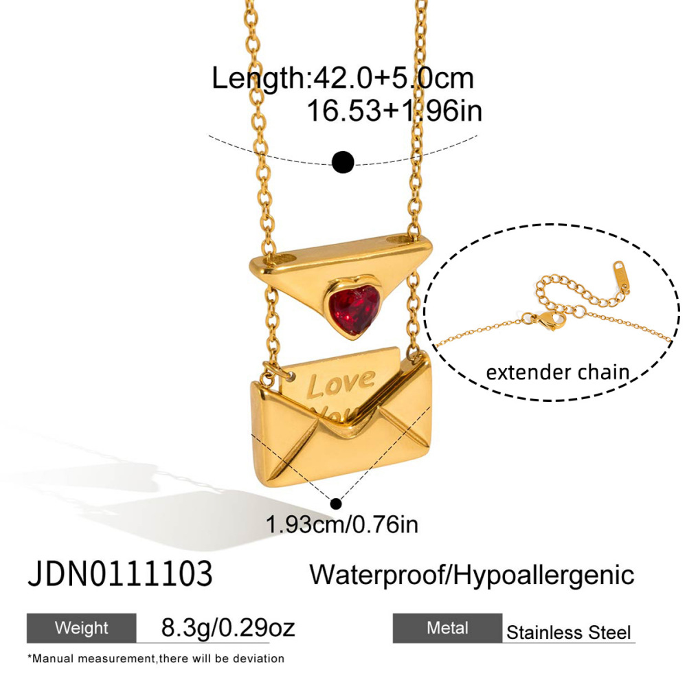 Colliers Pendentifs Pour Femmes En Acier Inoxydable, Couleur Or, Avec Lettre D'Amour Romantique Et Zircon. Image2