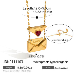 Colliers Pendentifs Pour Femmes En Acier Inoxydable, Couleur Or, Avec Lettre D'Amour Romantique Et Zircon. h5 Image2