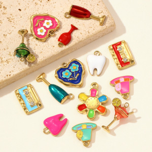 Pendentifs Pour Femmes En Acier Titane Couleur Or, En Forme De Verre À Vin Coloré h5 Image5