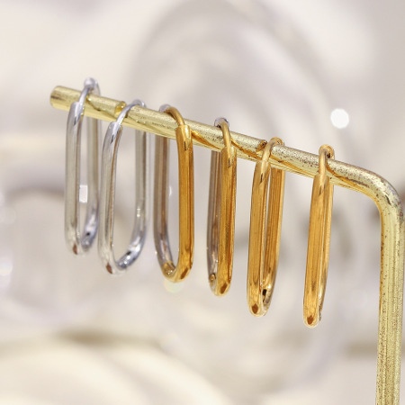 Boucles d'oreilles créoles classiques en acier inoxydable étanche couleur or