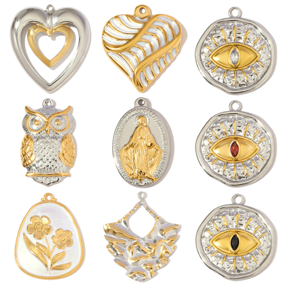 Pendentifs Pour Femmes Modernes En Acier Titane, Couleurs Or Et Argent Mélangés, Étanches Et Anti-Ternissement Image6