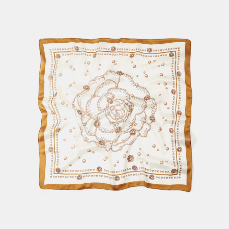 Bandana en tissu imitation soie à motif rose romantique