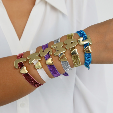 Bracelets tressés en cuivre pour femmes avec lettre brillante