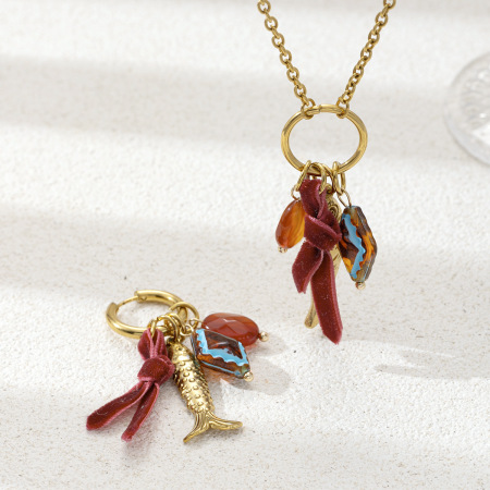 Ensemble De Colliers En Acier Inoxydable Couleur Or, En Forme De Poisson
