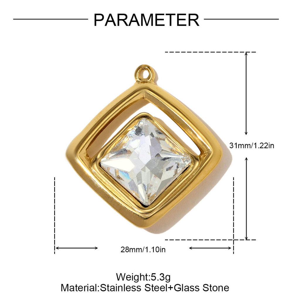 Pendentifs Pour Femmes En Acier Titane, Cristal Doré, Géométrie Simple h5Image2