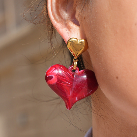Boucles d'oreilles puces pour femmes Simple Series Daily Heart en acier inoxydable étanche couleur or