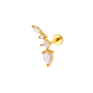 Boucles D'Oreilles Piercing Pour Femme, Style Géométrique Simple, En Acier Inoxydable, Étanches, Couleur Or, Avec Zircon. h5 