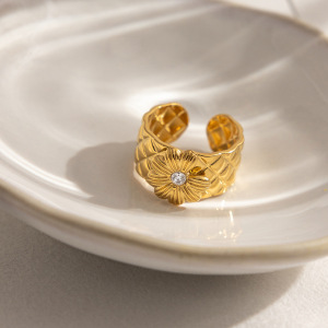 Ensembles De Bijoux Pour Femmes En Acier Inoxydable Doré, Imperméables Et Anti-Ternissement, Avec Zircon, De La Série Romantic Daisy h5 Image8