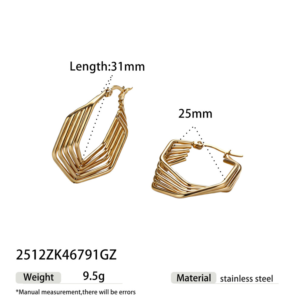 Boucles D'Oreilles Créoles Classiques En Acier Inoxydable, Couleur Or, De Forme Irrégulière Et Imperméables 