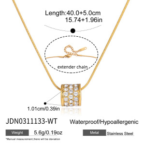 Colliers Pendentifs Élégants En Forme De Goutte, En Acier Inoxydable Étanche, Couleur Or Et Zircon, Pour Femmes h5 Image2
