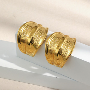 Boucles D'Oreilles Puces En Acier Inoxydable Étanche, Forme C, Couleur Or h5 Image2