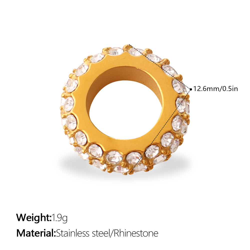 Pendentif Unisexe Simple Series Daily Shape Irregular Circle En Acier Inoxydable Étanche Couleur Or Avec Strass Image2