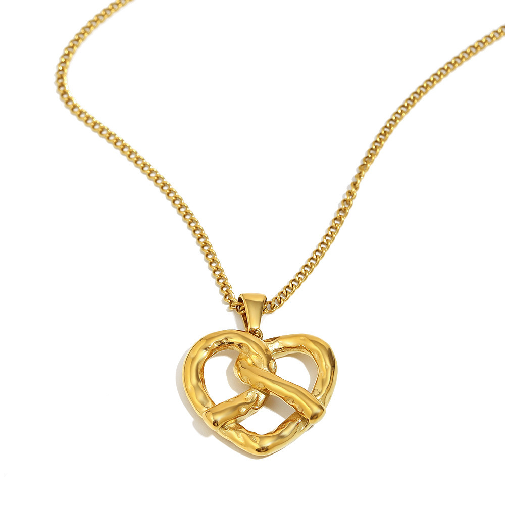 Collier Pendentif En Acier Inoxydable Étanche En Forme De Cœur, Couleur Or Image4