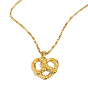 Collier Pendentif En Acier Inoxydable Étanche En Forme De Cœur, Couleur Or h5 Image4