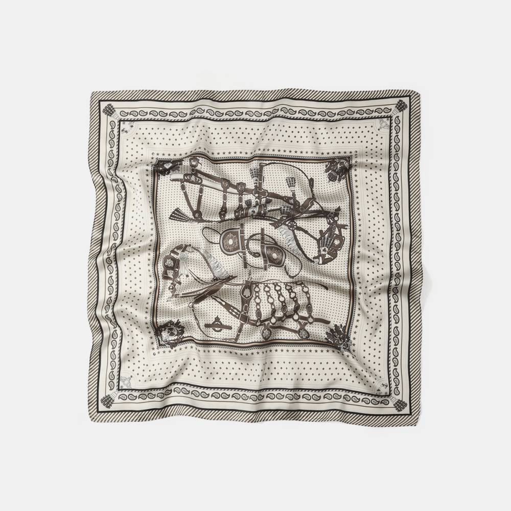 Bandana En Tissu Imitation Soie À Motif Cheval Rétro h5Image2