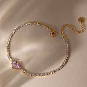 Bracelets À Breloques Sophistiqués En Forme De Cœur, En Acier Inoxydable, Étanches, Couleur Or, Avec Zircon, Pour Femmes h5 Image5