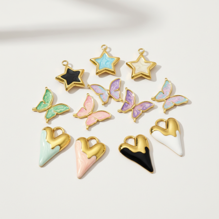 Pendentif femme en acier inoxydable doré, étanche, en forme d'étoile (1 pièce)