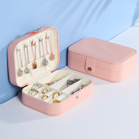 Boîtes à bijoux rétro couleur unie en PU de la série Simple