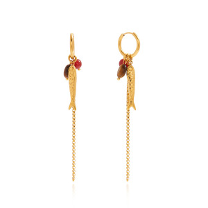 Boucles D'Oreilles Pendantes Pour Femme, Style Vintage, En Acier Inoxydable Doré, Imperméables Et Anti-Ternissement, Motif Poisson À Chaîne. h5 