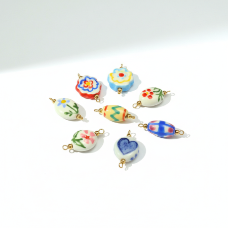 Pendentifs élégants en céramique dorée à motif floral à faire soi-même pour femmes