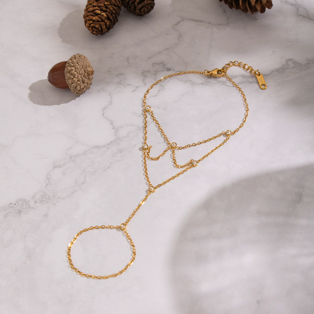 Chaîne Élégante En Acier Inoxydable Étanche Couleur Or Avec Zircon Pour Femme Image3