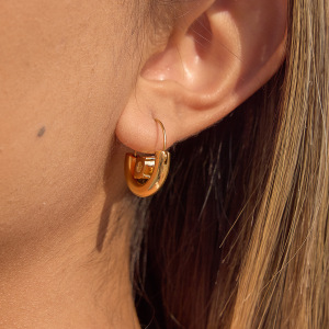 Boucles D'Oreilles Créoles Modernes Pour Femmes, En Acier Inoxydable Doré, Imperméables Et Anti-Ternissement h5 Image5