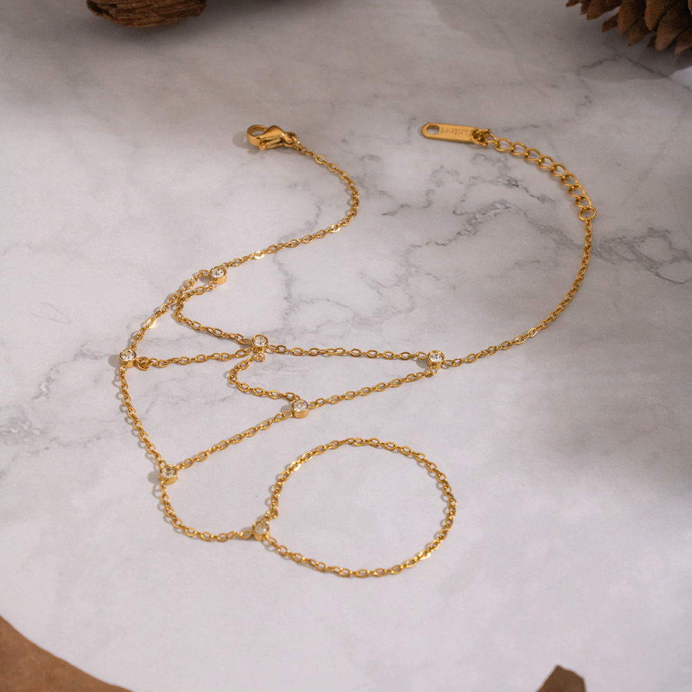 Chaîne Élégante En Acier Inoxydable Étanche Couleur Or Avec Zircon Pour Femme Image4